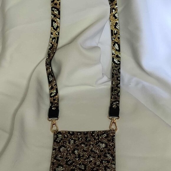 PU leather leopard print, sparkle phone case/sleeve with 50" strap - NWOT - Picture 10 of 14
